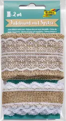 folia Ruban de jute avec dentelle, 2 x 1 m