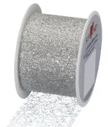 SUSY CARD Ruban cadeau, sur bobine "Lace metallic", argent