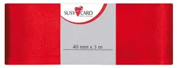 SUSY CARD Ruban cadeau "Doppelsatin", 40 mm x 3 m, rouge
