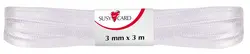 SUSY CARD Ruban cadeau "double satin", 3 mm x 3 m, blanc