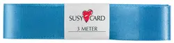 SUSY CARD Ruban cadeau "double satin", 25 mm x 3 m, bleu