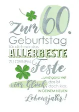 CACTUS Geburtstagskarte "Kleeblatt" - 90. Geburtstag