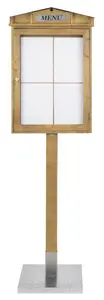 Securit Vitrine d'affichage LED RUSTIC, 4 x A4, acajou