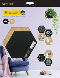 Securit Ardoise & tableau en liège SILHOUETTE "Hexagon