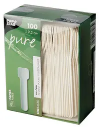 PAPSTAR Cuillère à glace en papier "pure", blanc