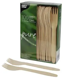 PAPSTAR Fourchette en bois "pure", longueur: 165 mm, par 500