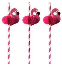 PAPSTAR Paille en papier "Flamand rose", 200 mm, rose/blanc
