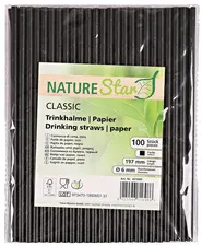 NATURE Star Paille en papier CLASSIC, 197 mm, noir
