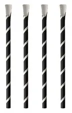 PAPSTAR Paille en papier avec cuiller "pure", 200 mm, noir