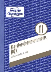 AVERY Zweckform bloc de numérotation "numéro garderobe",