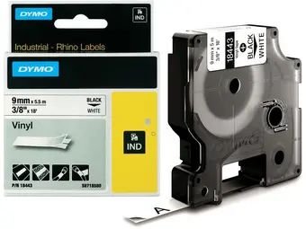 DYMO RHINO Etiquette en vinyle, 12 mm x 5,5 m, noir/orange