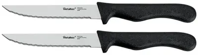 metaltex Couteau à steak/tomates Basic, noir, set de 2