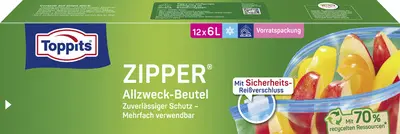 TOPPITS Sachet multi-usage avec zip, 12 x 6 litres