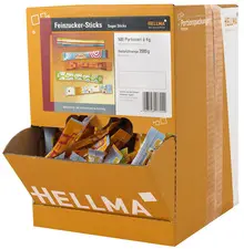 HELLMA Sticks de sucre en poudre, présentoir en carton