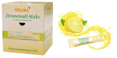 HELLMA Sticks de jus de citron, dans un présentoir en carton