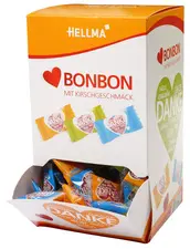 HELLMA Bonbon en coeur, dans un présentoir en carton
