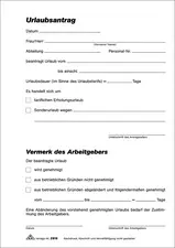 RNK Verlag Vordruck "Urlaubsantrag", Block, SD, DIN A5