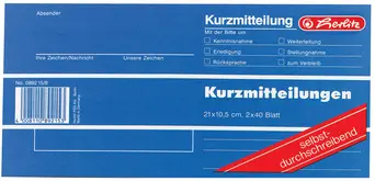 herlitz Formularbuch "Kurzmitteilung", 1/3 A4 quer