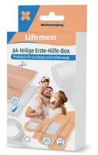 Lifemed Kit de pansements de premiers secours, 64 pièces