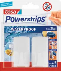 tesa Powerstrips Crochet "WAVE" WATERPROOF, blanc, plastique