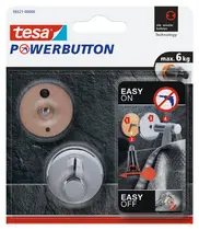 tesa Powerbutton Crochet adhésif Universal medium, chrome