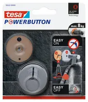 tesa Powerbutton Crochet adhésif Universal large, chrome