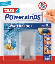 tesa Powerstrips Crochet ZOOM WATERPROOF Large, argent