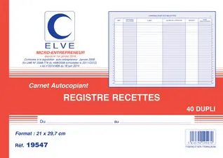 ELVE Manifold "Recettes: auto-entrepreneurs", 40 feuillets