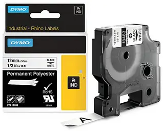 DYMO RHINO Etiquette industrielle en polyester noir/blanc