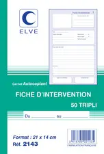 ELVE Manifold "Fiche d'intervention", original + 2 duplicata