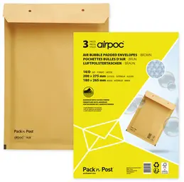 MAILmedia Pochettes d'expédition matelassées, typ G17, brun