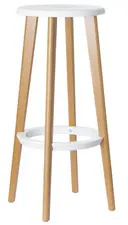 PAPERFLOW Tabouret de bar "WOODY", set de 2, blanc