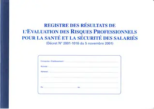 ELVE Registre "Evaluation des risques professionnels