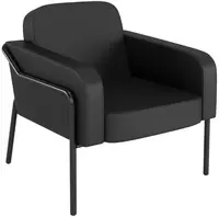 PAPERFLOW Fauteuil visiteur MEDSO RUND L, simili-cuir, noir