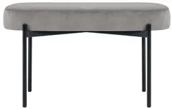 PAPERFLOW Banc oval GAIA, taille M, habillage velours, gris