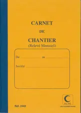 ELVE Carnet de chantier, relevé mensuel, 190 x 130 mm