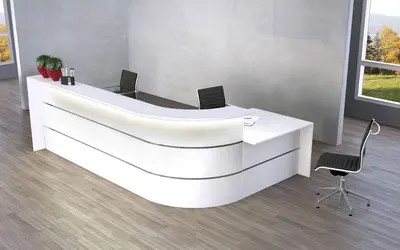 kerkmann Grand comptoir en L BARI, espace conseil anthracite