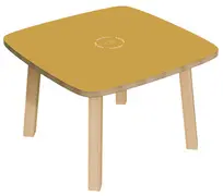 PAPERFLOW Table d'appoint WOODY, en bois massif, jaune