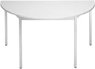 SODEMATUB Table de réunion 147DRGA, demi-rond,gris clair/alu