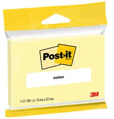 Post-it Bloc-note adhésif, 76 x 127 mm, jaune, blister