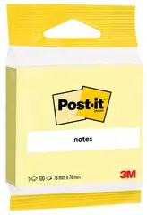 Post-it Bloc-note adhésif, 76 x 76 mm, jaune, blister