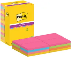 Post-it Bloc-note super sticky notes, 127 x 76 mm, coloré