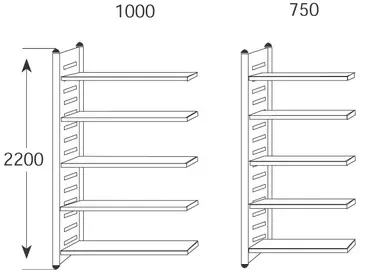 kerkmann Rayonnage de coin "M2", (L)750 x (H)2.200 mm