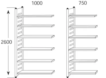 kerkmann Rayonnage "M2", 6 tablettes, (L)1.000 x (H)2.600 mm