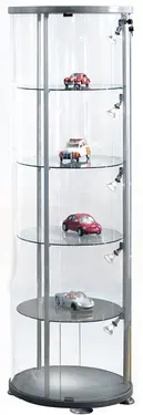 kerkmann Vitrine ronde expoline, 4 étagères en verre, gris