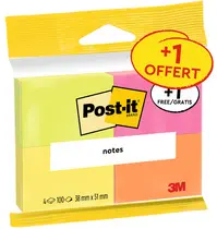 Post-it Bloc-note adhésif notes, 38 x 51 mm, pack de 4