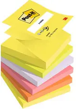 Post-it Bloc-notes adhésif z-notes, 76 x 76 mm, 6 couleurs