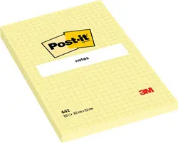 Post-it Bloc-note adhésif, 101 x 152 mm, quadrillé, jaune