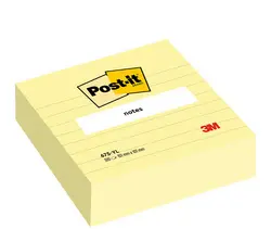 Post-it Bloc-note adhésif, 101 x 101 mm, ligné, jaune