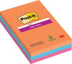 Post-it Bloc-note super sticky notes, 101 x 152 mm, ligné